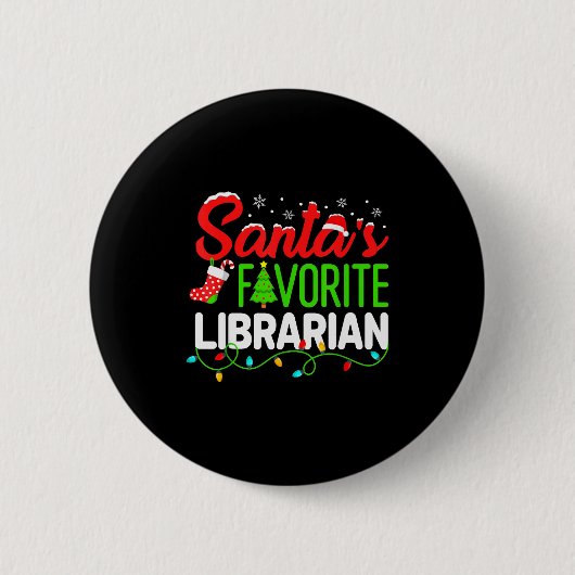 Santa's Favorite Librarian Christmas Library Book  Ronde Button 5,7 Cm (Voorkant)