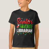 Santa's Favorite Librarian Christmas Library Book T-shirt (Voorkant)