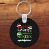 Santa's Favorite Maintenance Worker Fun Christmas Sleutelhanger (Voorkant)