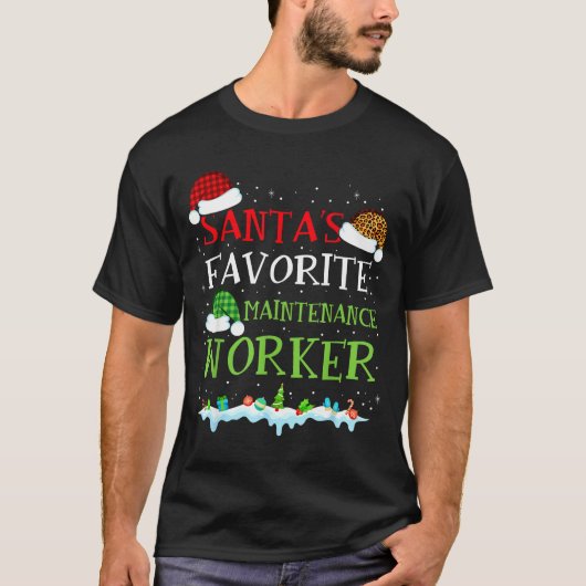 Santa's Favorite Maintenance Worker Fun Christmas  T-shirt (Voorkant)