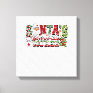 Santa's Favorite Nurse, Merry Nurse, Nurse Christm Canvas Afdruk