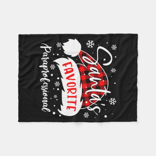 Santa's Favorite Paraprofessional Hat Flannel Chri Fleece Deken (Voorkant (Horizontaal))