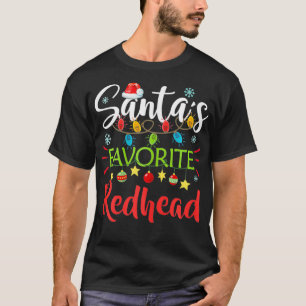 Santas Favorite Redhead Xmas Light Santa Hat Chris T-shirt