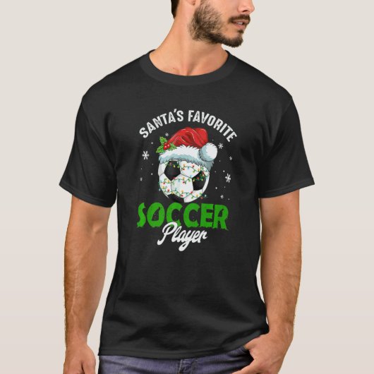Santa's Favorite Soccer Player Christmas Pajama T-shirt (Voorkant)