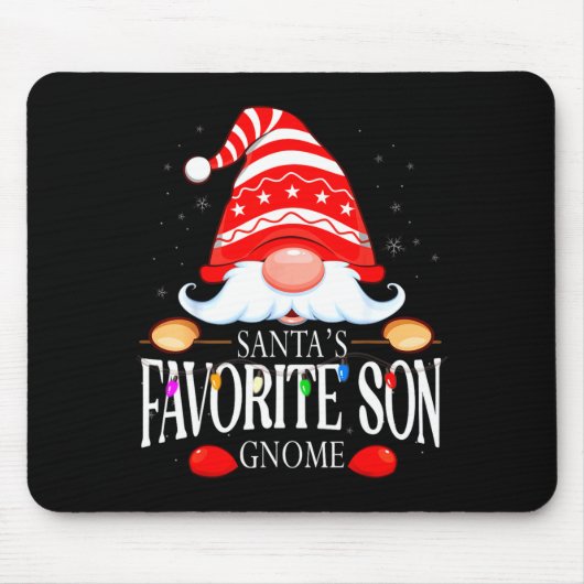 Santas Favorite Son Gnome Matching Christmas Paja Muismat (Voorkant)
