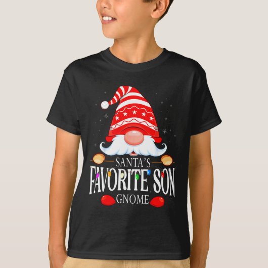 Santas Favorite Son Gnome Matching Christmas Paja T-shirt (Voorkant)