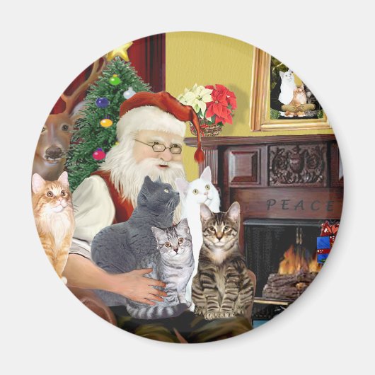Santa's Five Cats Magneet (Voorkant)