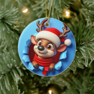 Santa's Gekke rendieren kerst Keramisch Ornament