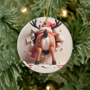 Santa's Gekke rendieren kerst Keramisch Ornament