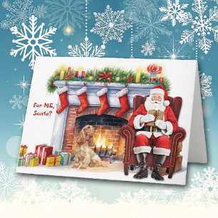 Santa's Gift Buff Cocker Spaniel Hond Vakantie Kaa Feestdagen Kaart
