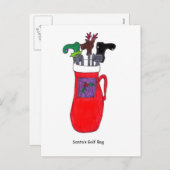 Santa's Golf Bag Humorous Christmas Post Kaart (Voorkant / Achterkant)