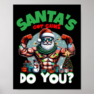 Santa's Got Gains Do You Feestelijke Bodybuilding Poster