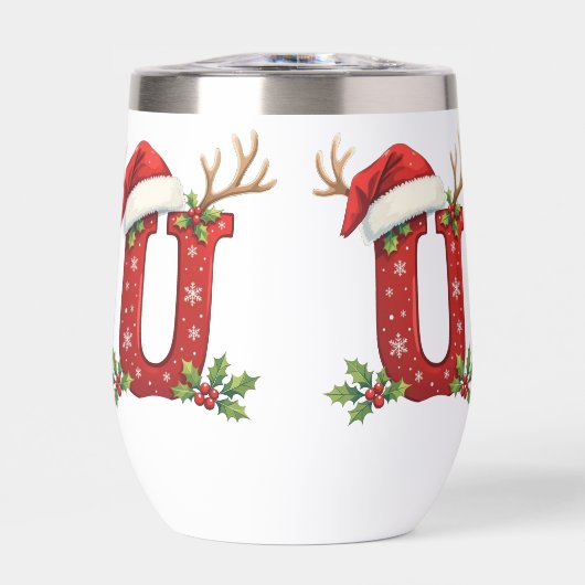 Santa's hat Monogrogram initial U merry Christmas  (Voorkant)