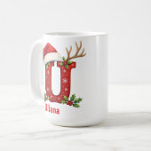 Santa's hat Monogrogram initial U merry Christmas Koffiemok (Voorkant links)