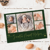 Santa's Helper Christmas Green Birth Announcement Feestdagenkaart