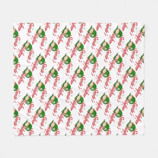 Santa's Helper Kerst Elf Rood Groen Fleece Deken (Voorkant (Horizontaal))