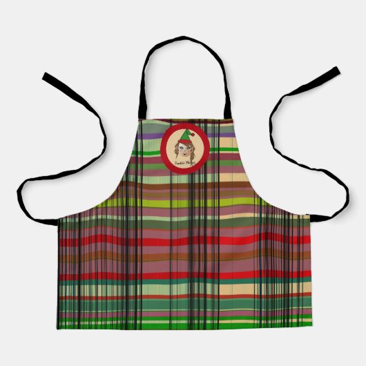Santa's Helpers Elf Plaid Design Schort (Voorkant)