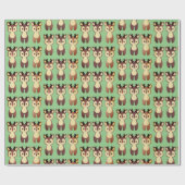 Santa's Herten Kerstgeest Cadeaupapier (Vlak)