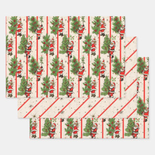  Santa's Holly en Stripes Inpakpapier Vel