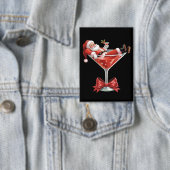 Santa's Hot Mess Christmas Martini Funny Santa Button (Insitu)