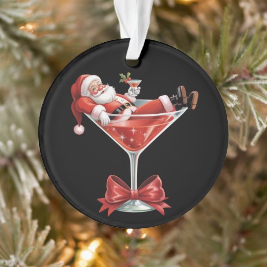 Santa's Hot Mess Christmas Martini Funny Santa  Ornament (Boom)