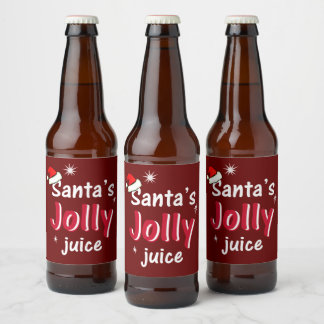 Santa's Jolly Juice Christmas Cheer wijnfles Bier Etiket