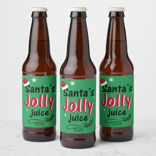 Santa's Jolly Juice Kerstmis Cheer Bier Fles Bier Etiket (Flessen)