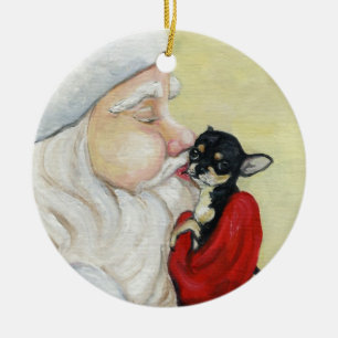Santa's Kiss voor Chihuahua Art Ornament