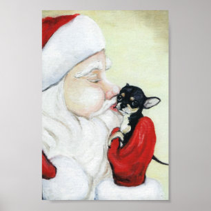 Santa's Kiss voor Chihuahua art Print