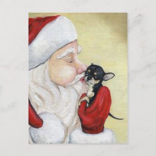 Santa's Kiss voor Chihuahua Dog Art Briefkaart