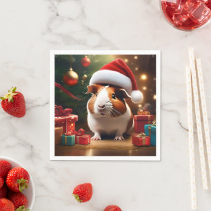 "Santa's Kleine Helper: De Kerstcavia" Servet