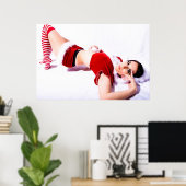 Santa's Kleine Helper in Stockings Poster (Thuiskantoor)