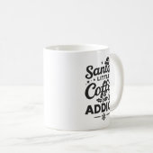 Santa's Little Coffee Addict - Grappige Kerstkaart Koffiemok (Voorkant rechts)