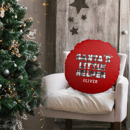 Santa's Little Helper Personalized  Rond Kussen