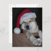 Santa's Little Shiba-Inu Helper Feestdagenkaart (Voorkant / Achterkant)