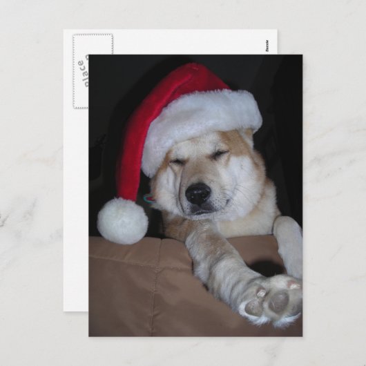 Santa's Little Shiba-Inu Helper Feestdagenkaart (Voorkant / Achterkant)