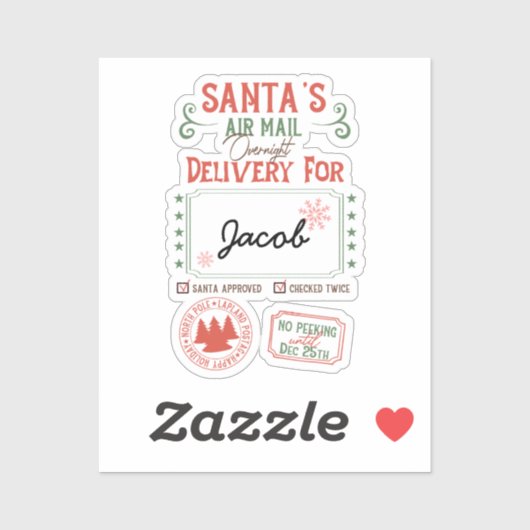Santa's Luchtpost Levering Gepersonaliseerde naam Sticker (Vel)