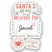 Santa's Luchtpost Levering Gepersonaliseerde naam Sticker (Voorkant)