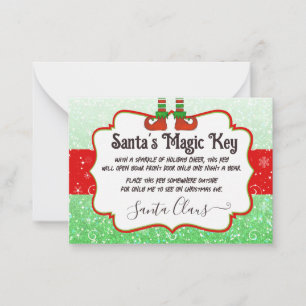 Santa's Magic Key Kerst Elf Note voor kinderen Notitiekaartje