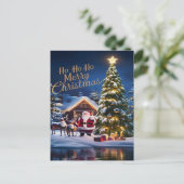 Santas Magic Ride Door Snowy Night Briefkaart (Staand voorkant)