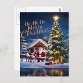 Santas Magic Ride Door Snowy Night Briefkaart (Voorkant / Achterkant)