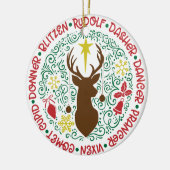 Santa's Magical Flying Reindeer Names | Kerstmis Keramisch Ornament (Links)