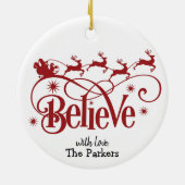 Santa's Magical Flying Reindeer Names | Kerstmis Keramisch Ornament (Achterkant)