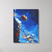 Santa's Magical Sleigh Ride - olieverfschilderij Canvas Afdruk (Voorkant)