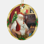 Santa's Maltese (#11) Keramisch Ornament (Links)