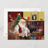 Santa's Maltese Feestdagenkaart (Voorkant / Achterkant)