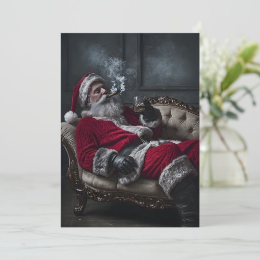 Santa's met een rook en een Drink - Unieke Kaart (Staand voorkant)
