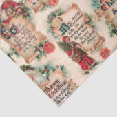 Santas met kerstcadeautjes en Holly Tissuepapier (Detail)