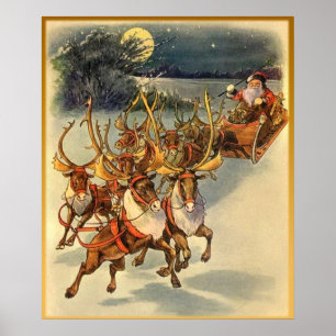 Santa's Midnight Ride  Art Poster