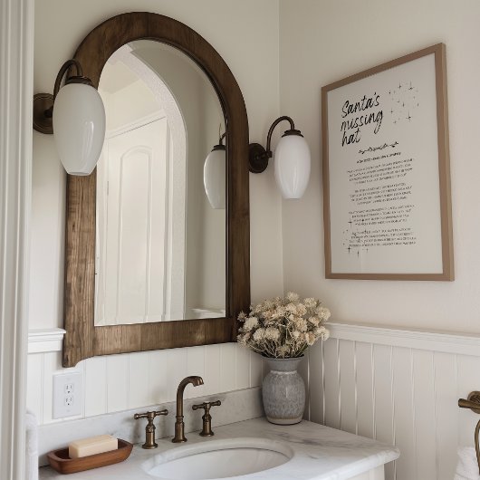 Santa's Missing Hat Funny Christmas Print